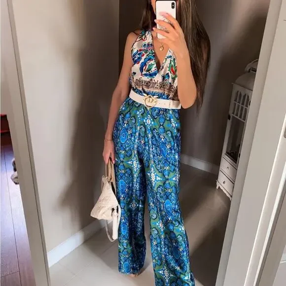 ZARA Floral Print belted jumpsuit - Picture 6 of 10